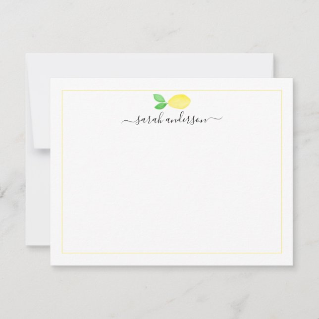 Watercolor Lemon Yellow Border Personalised Card (Front)