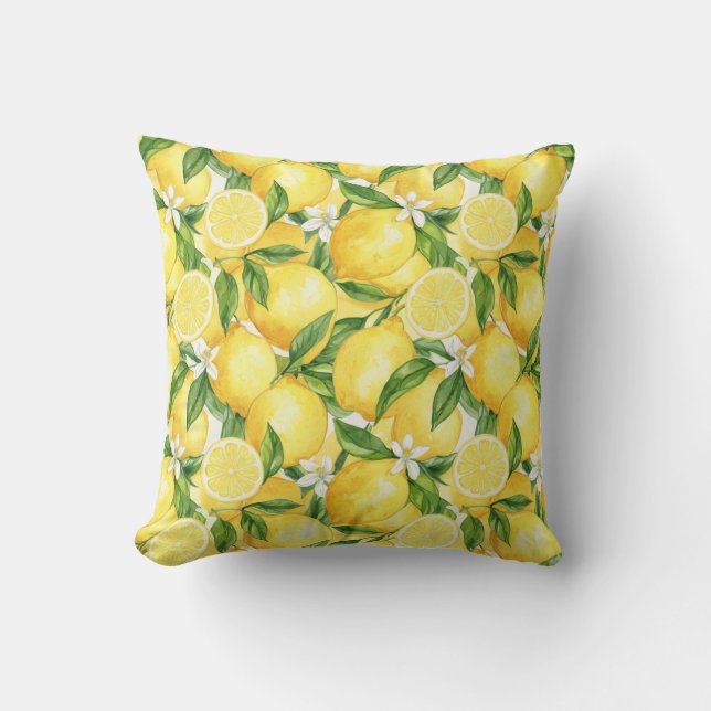 Watercolor Lemon Zest Cushion (Front)