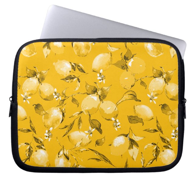 Watercolor lemons 10 laptop sleeve (Front)