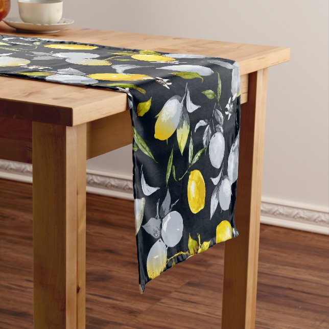 Watercolor lemons 12 short table runner (In Situ)