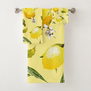 Watercolor lemons 15 bath towel set