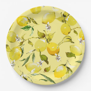 Watercolor lemons 15 paper plate