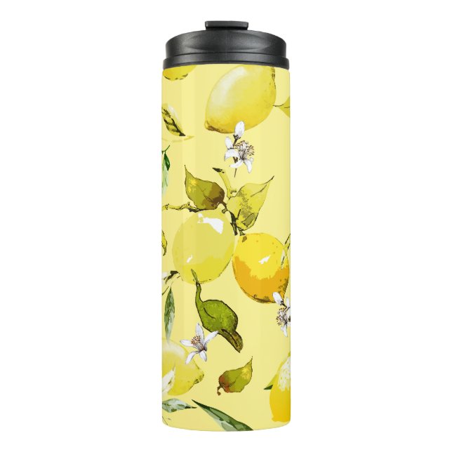 Watercolor lemons 15 thermal tumbler (Front)