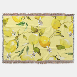 Watercolor lemons 15 throw blanket