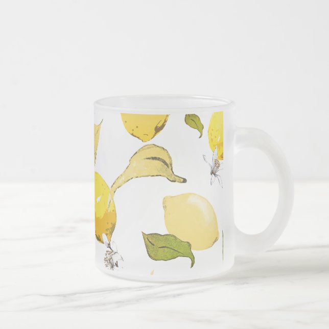 Watercolor lemons 17 frosted glass coffee mug (Right)
