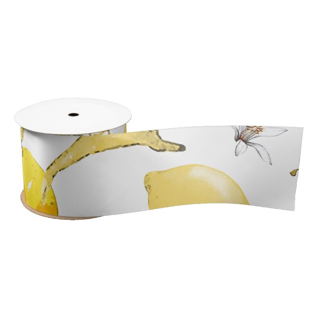 Watercolor lemons 17 satin ribbon (Spool)