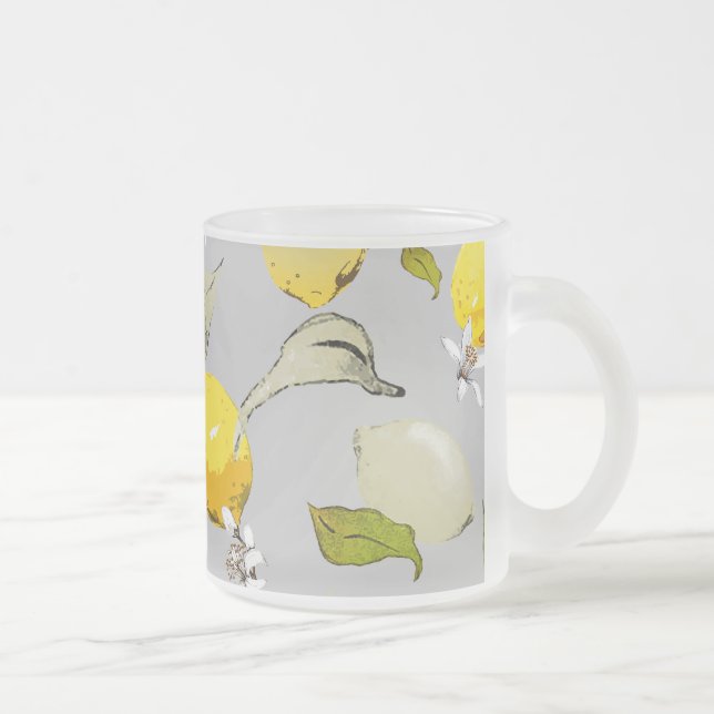 Watercolor lemons 18 frosted glass coffee mug (Right)