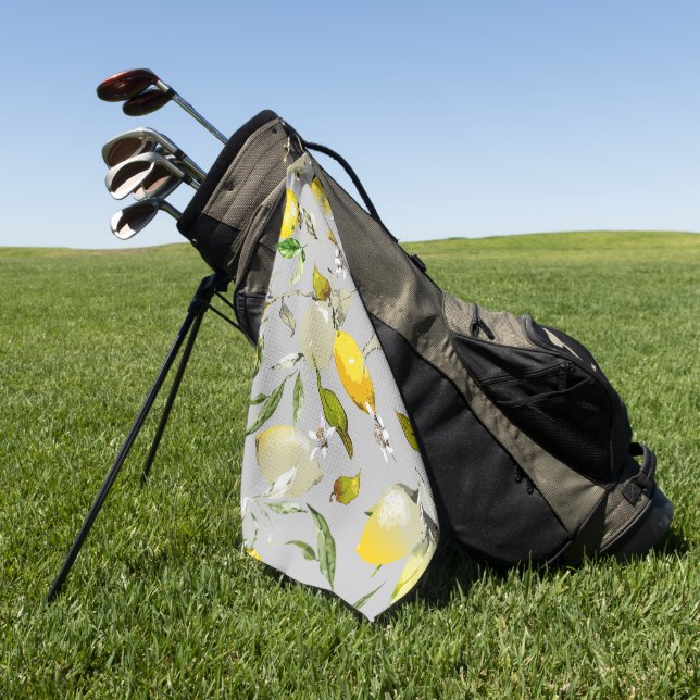Watercolor lemons 18 golf towel (Green)