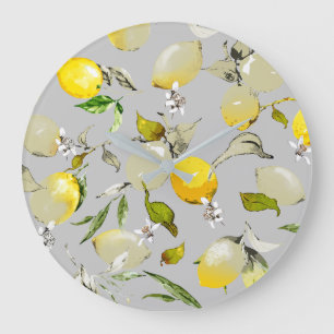 Watercolor lemons 18 large clock