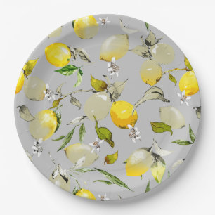 Watercolor lemons 19 paper plate