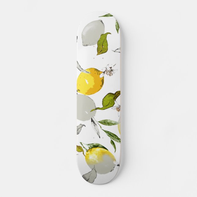 Watercolor lemons 20 skateboard (Front)