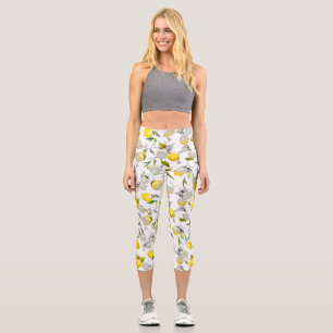 Watercolor lemons 21 capri leggings