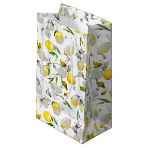 Watercolor lemons 21 small gift bag