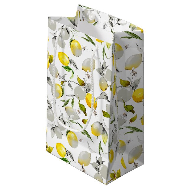 Watercolor lemons 21 small gift bag (Front Angled)