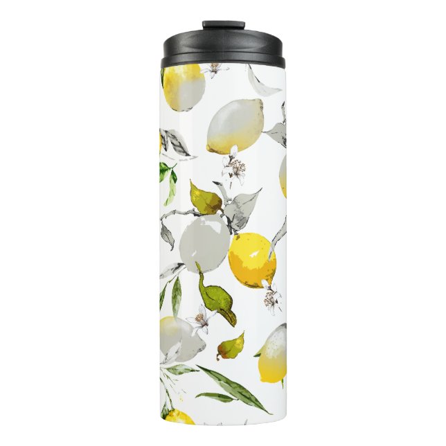 Watercolor lemons 21 thermal tumbler (Front)