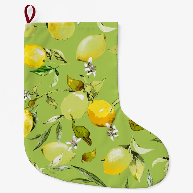 Watercolor lemons 23 large christmas stocking (Front)