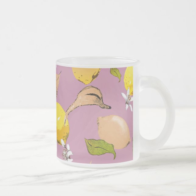 Watercolor lemons 24 frosted glass coffee mug (Right)