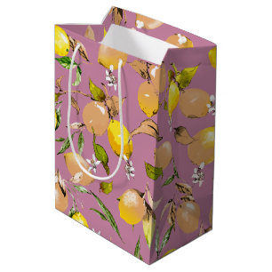 Watercolor lemons 24 medium gift bag