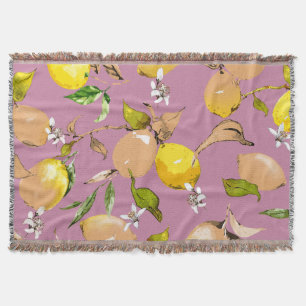 Watercolor lemons 24 throw blanket