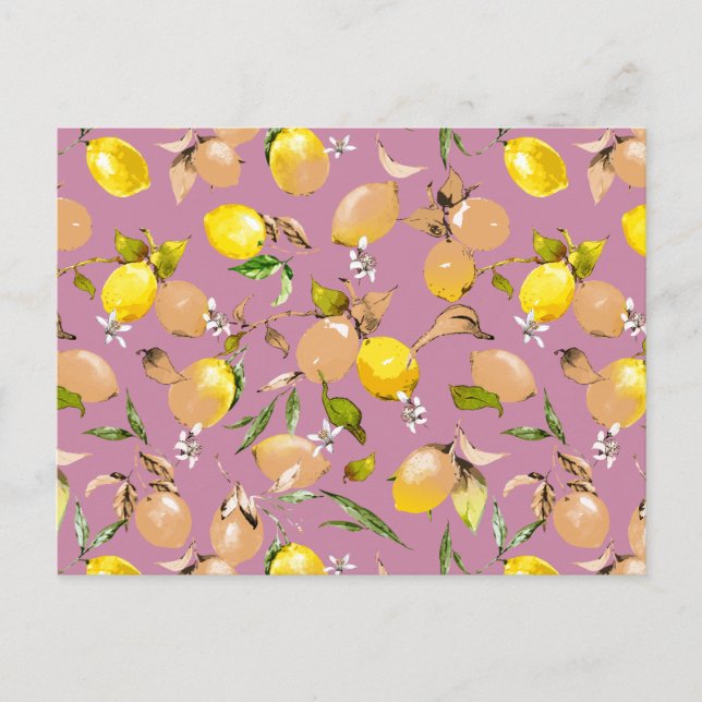 Watercolor lemons 25 invitation postcard (Front)