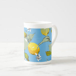 Watercolor lemons 26 bone china mug