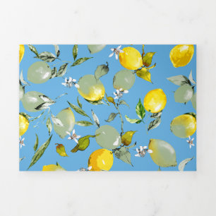 Watercolor lemons 27 Tri-Fold invitation