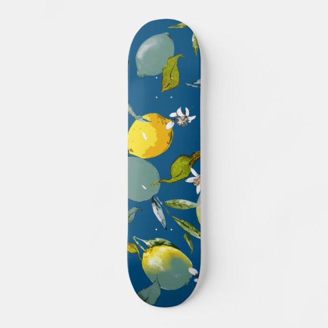 Watercolor lemons 28 skateboard (Front)