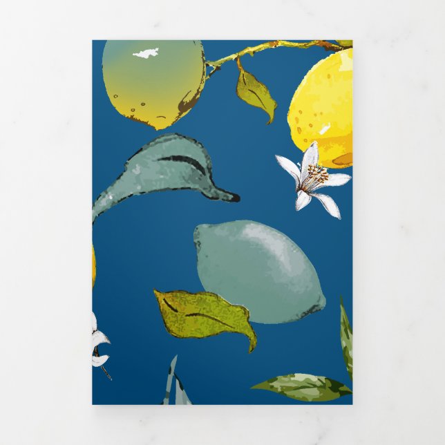 Watercolor lemons 28 Tri-Fold holiday card (Cover)