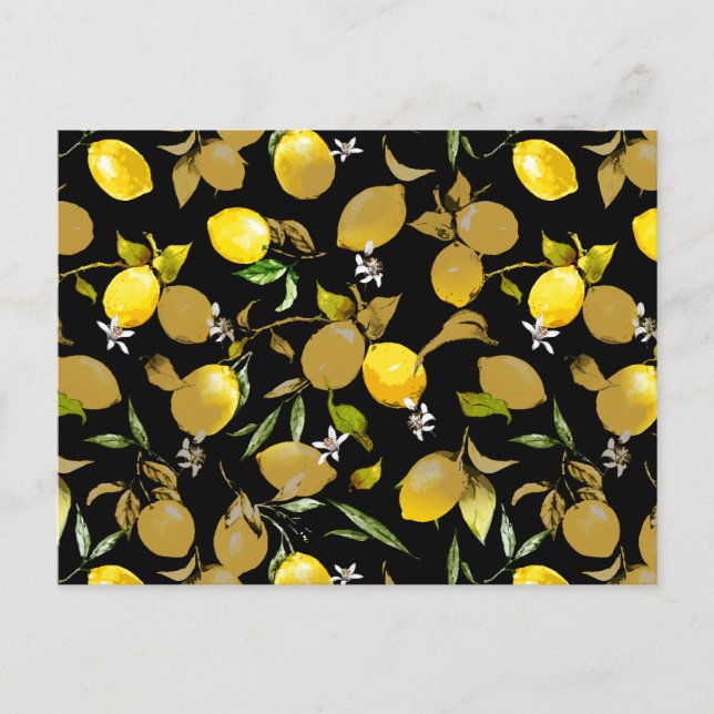 Watercolor lemons 30 invitation postcard (Front)