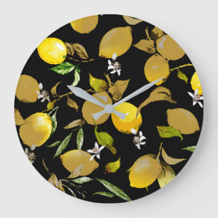 Watercolor lemons 31 large clock