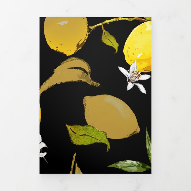 Watercolor lemons 31 Tri-Fold holiday card (Cover)