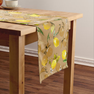 Watercolor lemons 32 medium table runner