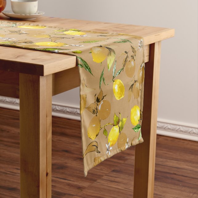 Watercolor lemons 32 medium table runner (In Situ)