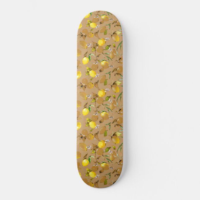 Watercolor lemons 32 skateboard (Front)
