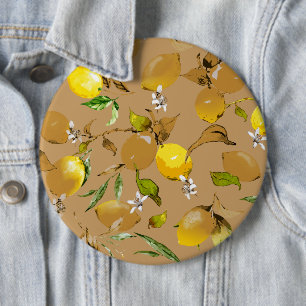 Watercolor lemons 33 6 cm round badge