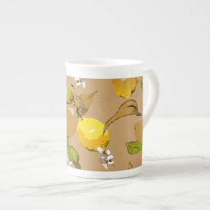 Watercolor lemons 33 bone china mug