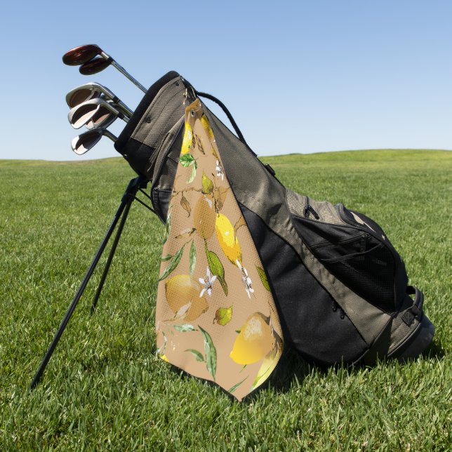 Watercolor lemons 33 golf towel (Green)