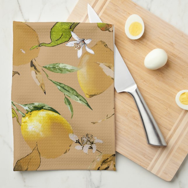 Watercolor lemons 33 tea towel (Quarter Fold)