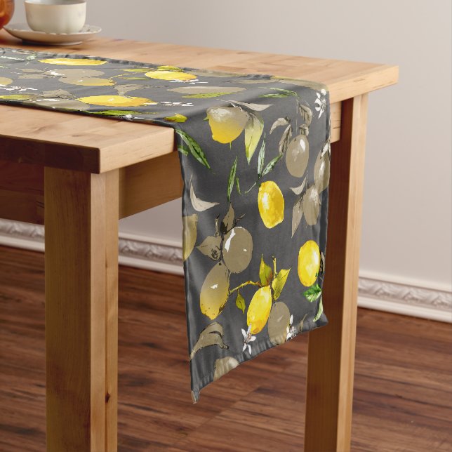 Watercolor lemons 34 medium table runner (In Situ)