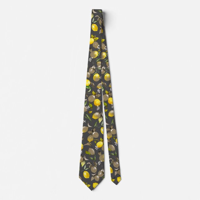 Watercolor lemons 34 tie (Front)