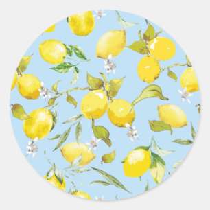 Watercolor lemons 4 classic round sticker