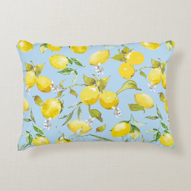 Watercolor lemons 4 decorative cushion (Front)