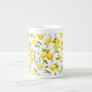 Watercolor lemons 5 bone china mug