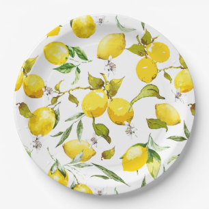 Watercolor lemons 5 paper plate