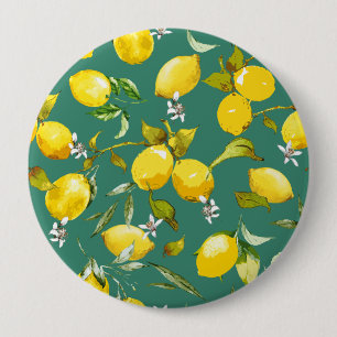Watercolor lemons 6 10 cm round badge