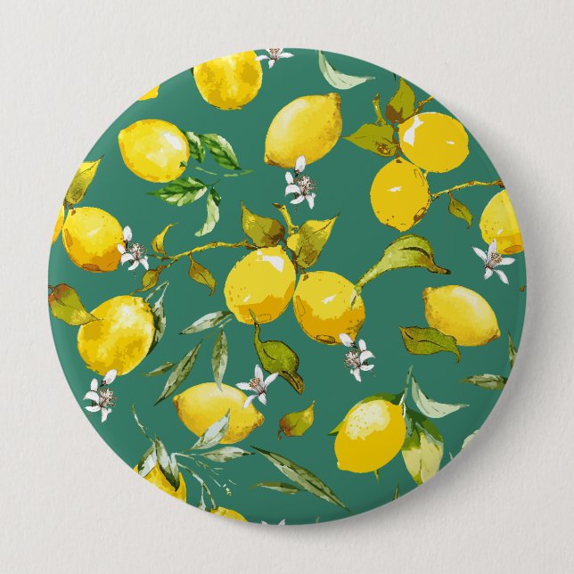 Watercolor lemons 6 10 cm round badge (Front)