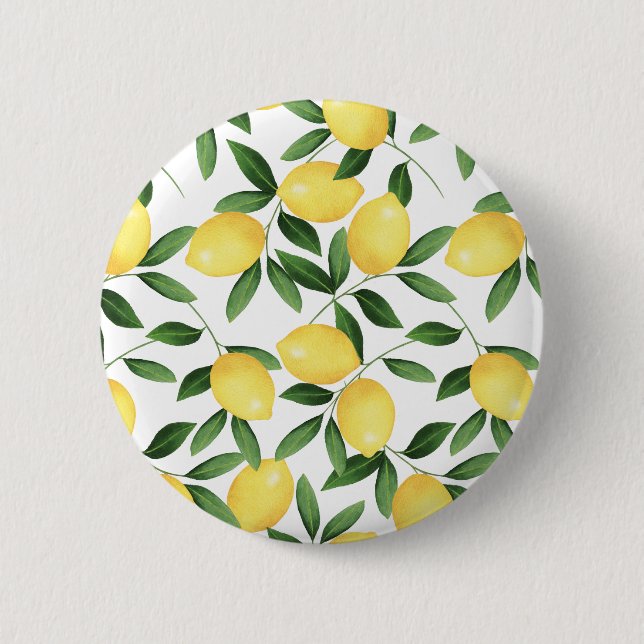 WATERCOLOR LEMONS 6 CM ROUND BADGE (Front)