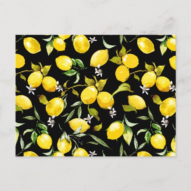 Watercolor lemons 7 holiday postcard (Front)