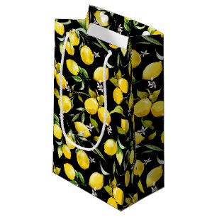 Watercolor lemons 7 small gift bag