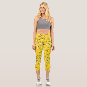 Watercolor lemons 8 capri leggings